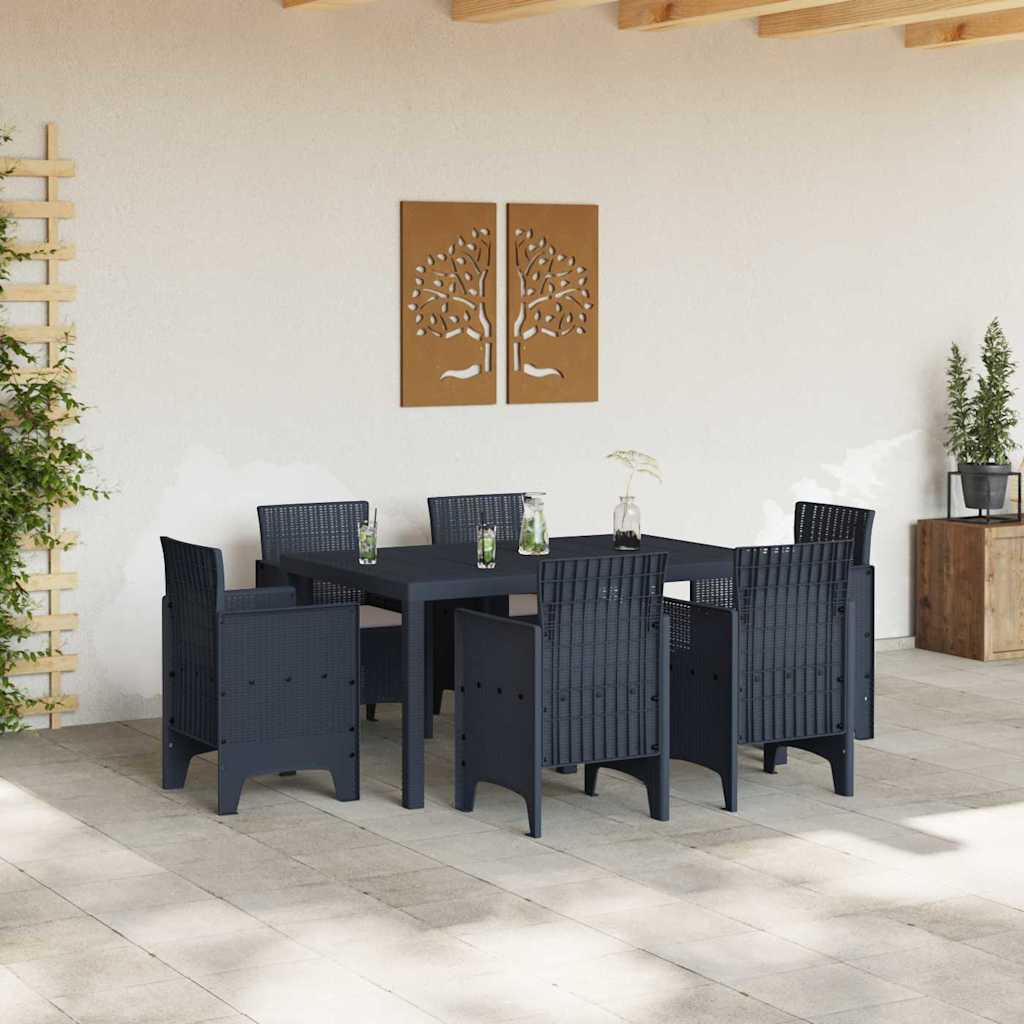 Garten Essgruppe 7 pcs Anthrazit Polt Rattan