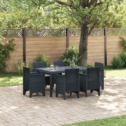 Garten Essgruppe 7 pcs Anthrazit Polt Rattan