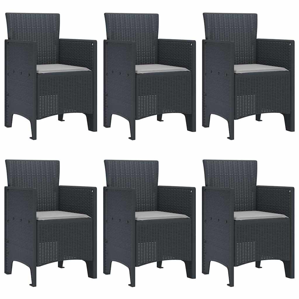 Garten Essgruppe 7 pcs Anthrazit Polt Rattan