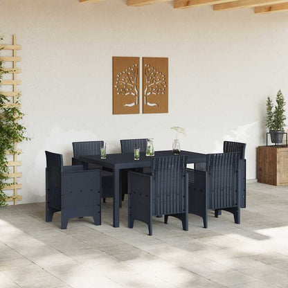 Garten Essgruppe 7 pcs Anthrazit Polt Rattan