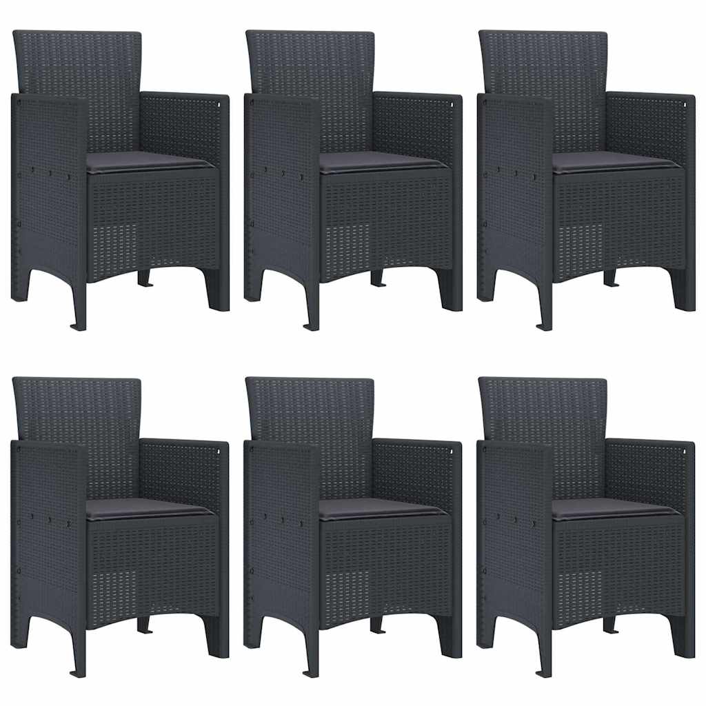 Garten Essgruppe 7 pcs Anthrazit Polt Rattan