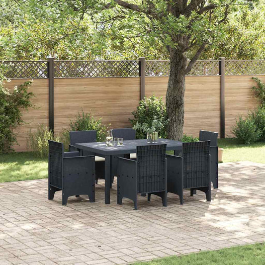 Garten Essgruppe 7 pcs Anthrazit Polt Rattan