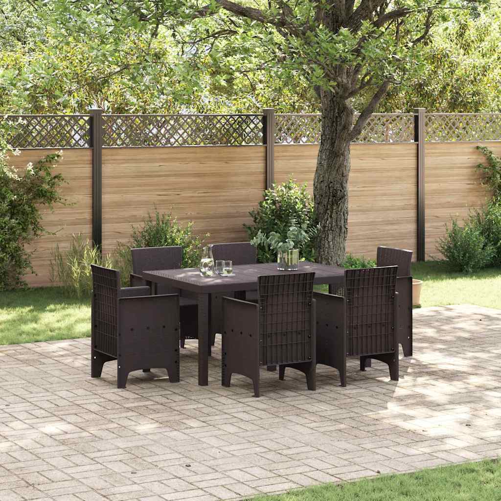Garten Essgruppe 7 pcs Braun Polt Rattan
