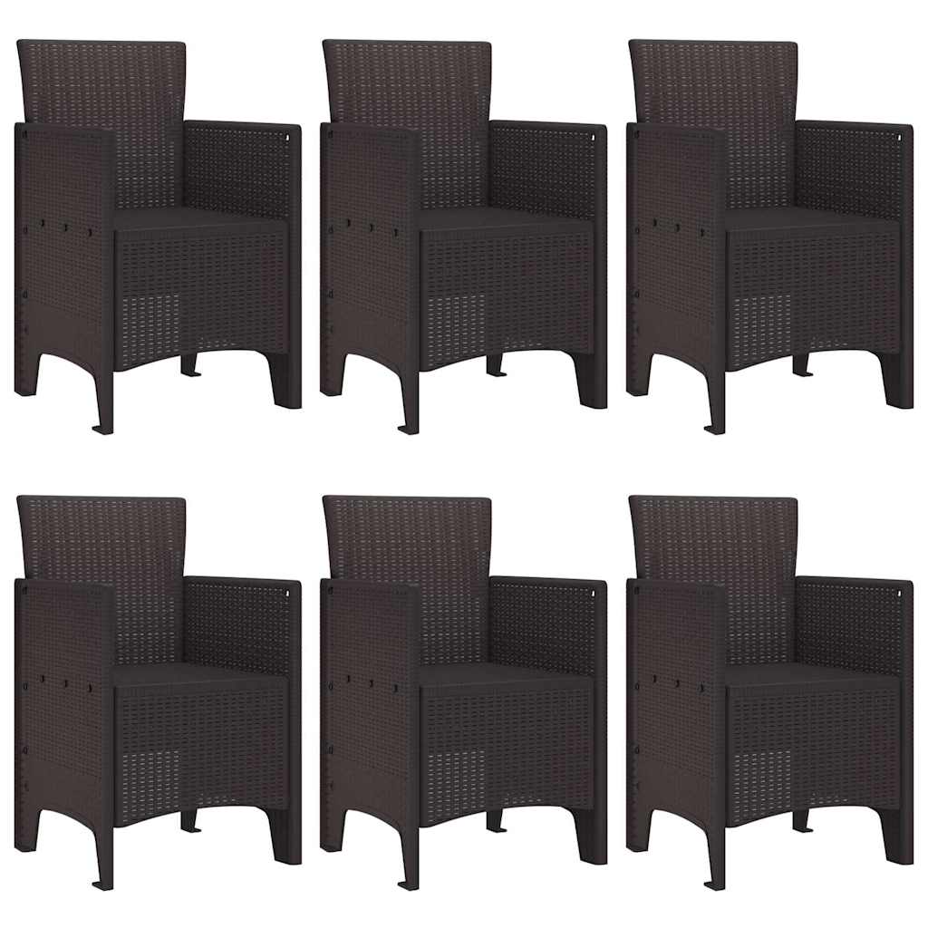 Garten Essgruppe 7 pcs Braun Polt Rattan