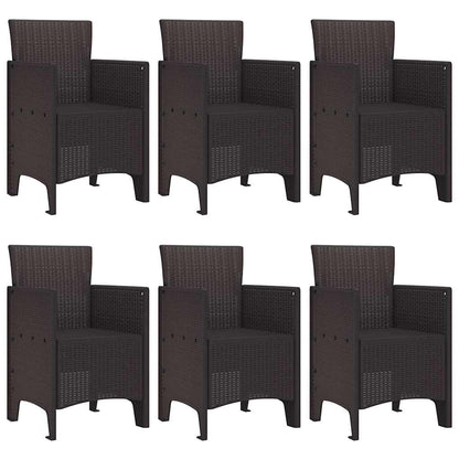 Garten Essgruppe 7 pcs Braun Polt Rattan