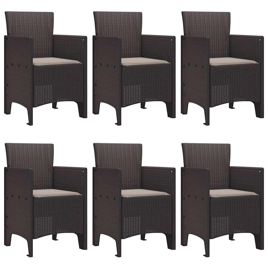 Garten Essgruppe 7 pcs Braun Polt Rattan