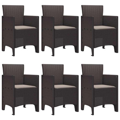 Garten Essgruppe 7 pcs Braun Polt Rattan