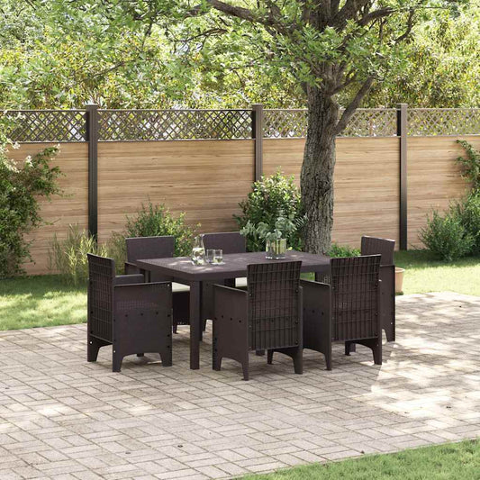 Garten Essgruppe 7 pcs Braun Polt Rattan
