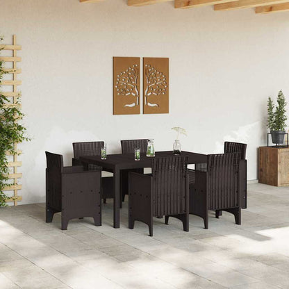 Garten Essgruppe 7 pcs Braun Polt Rattan