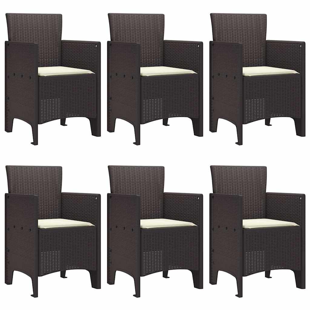 Garten Essgruppe 7 pcs Braun Polt Rattan