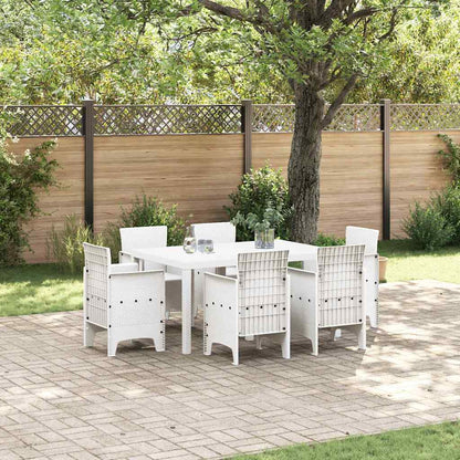 Garten Essgruppe 7 pcs Weiß Polt Rattan