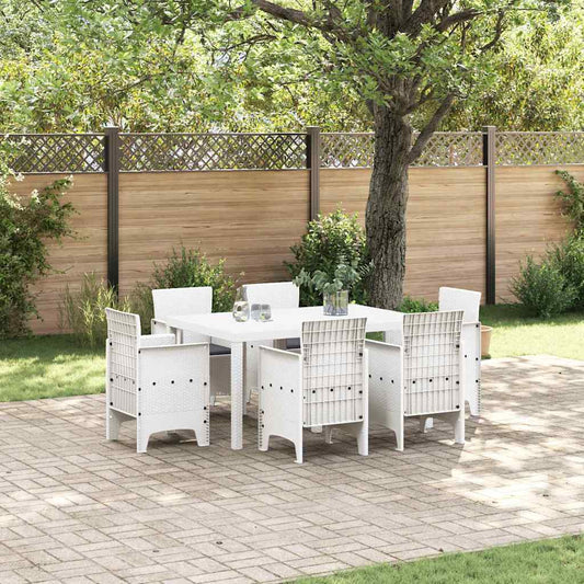 Garten Essgruppe 7 pcs Weiß Polt Rattan