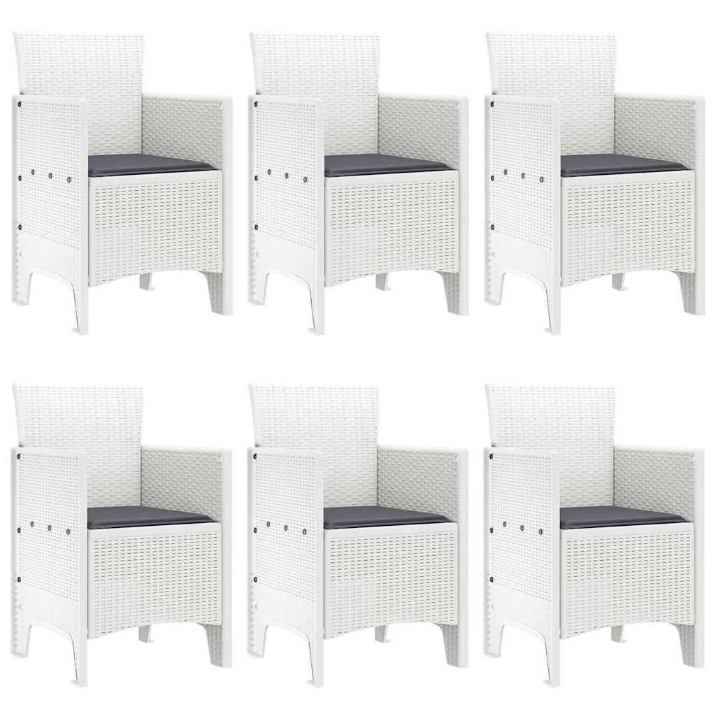 Garten Essgruppe 7 pcs Weiß Polt Rattan