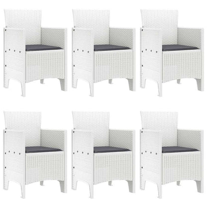 Garten Essgruppe 7 pcs Weiß Polt Rattan