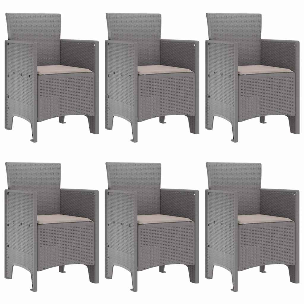 Garten Essgruppe 7 pcs Hellgrau Polt Rattan