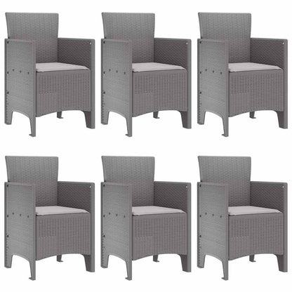 Garten Essgruppe 7 pcs Hellgrau Polt Rattan