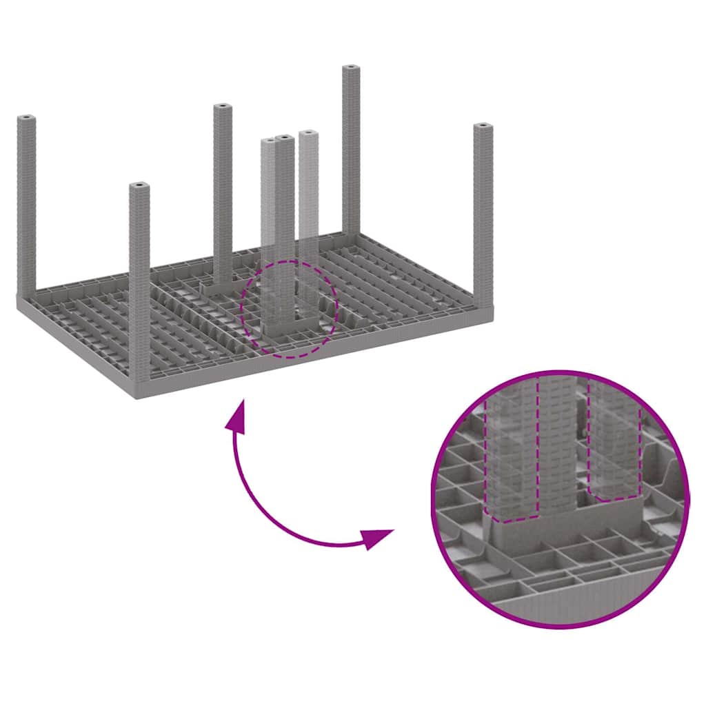 Garten Essgruppe 7 pcs Hellgrau Polt Rattan