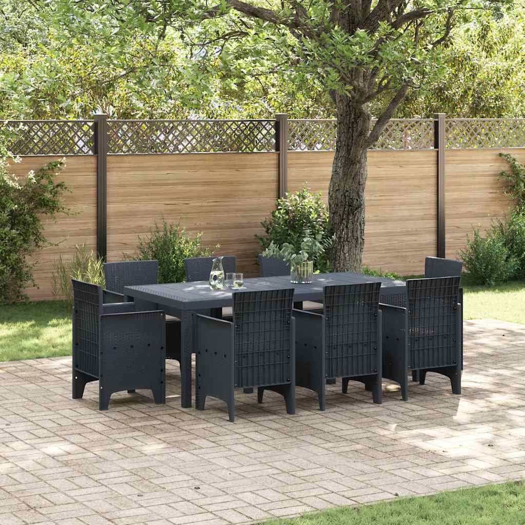 Garten Essgruppe 9 pcs Anthrazit Polt Rattan
