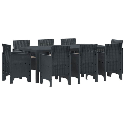 Garten Essgruppe 9 pcs Anthrazit Polt Rattan