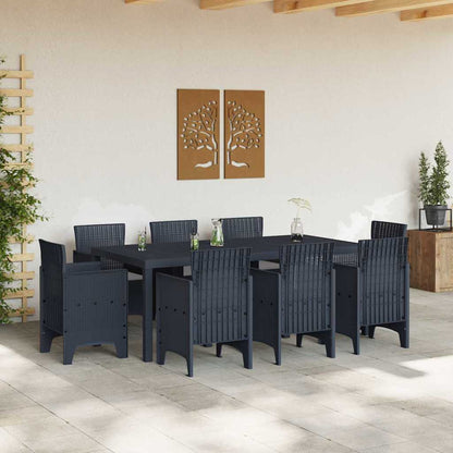 Garten Essgruppe 9 pcs Anthrazit Polt Rattan