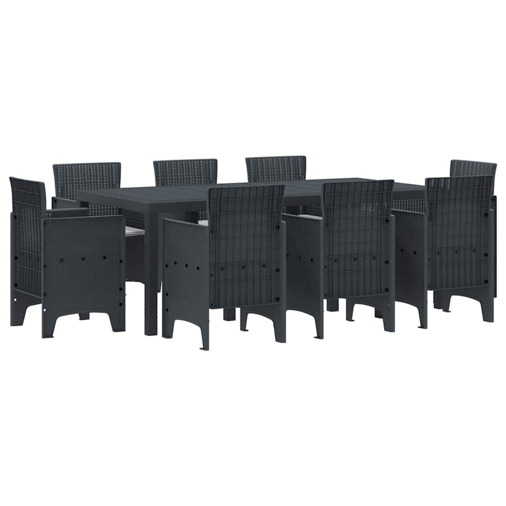 Garten Essgruppe 9 pcs Anthrazit Polt Rattan