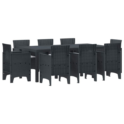 Garten Essgruppe 9 pcs Anthrazit Polt Rattan