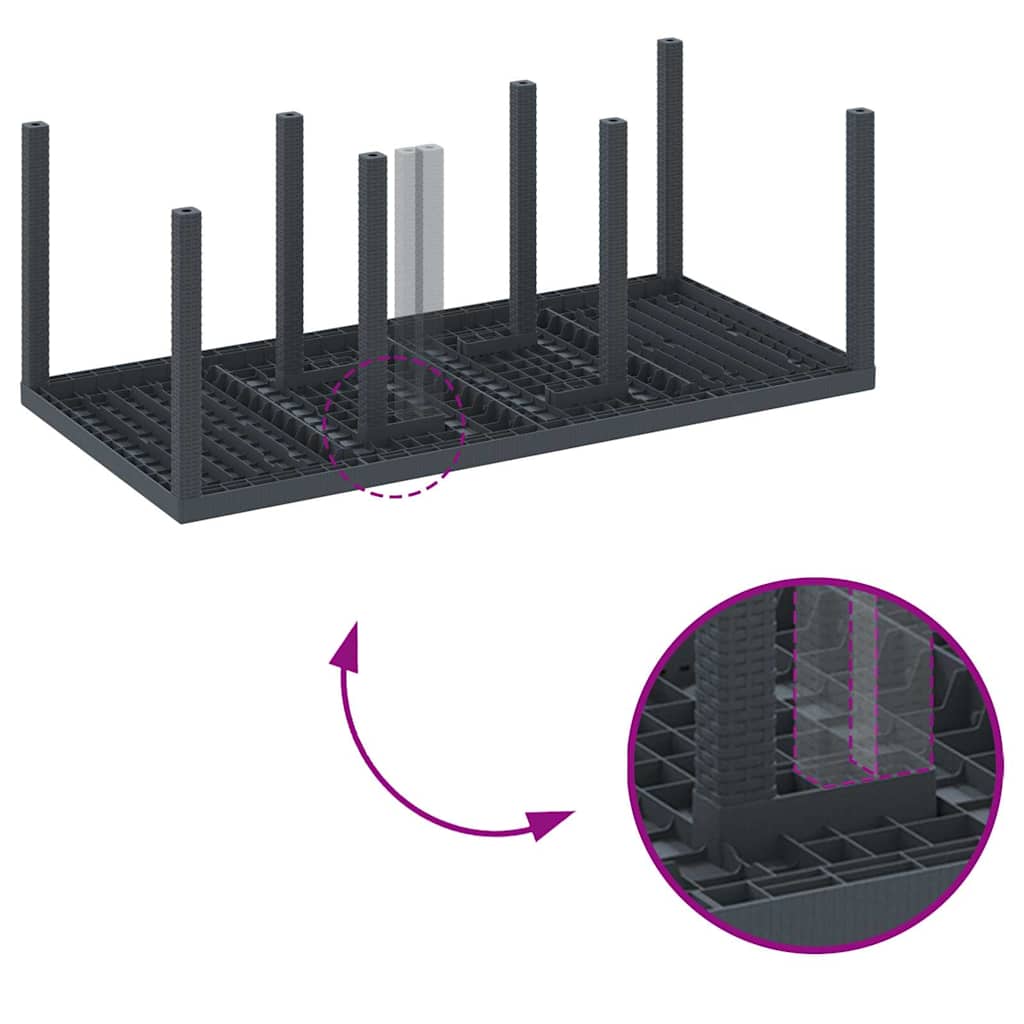 Garten Essgruppe 9 pcs Anthrazit Polt Rattan