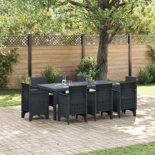 Garten Essgruppe 9 pcs Anthrazit Polt Rattan