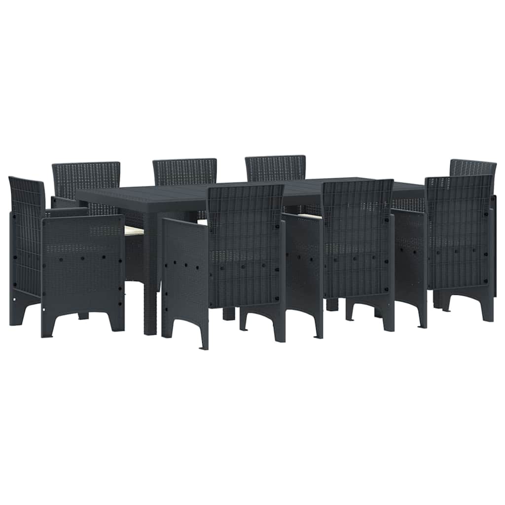 Garten Essgruppe 9 pcs Anthrazit Polt Rattan