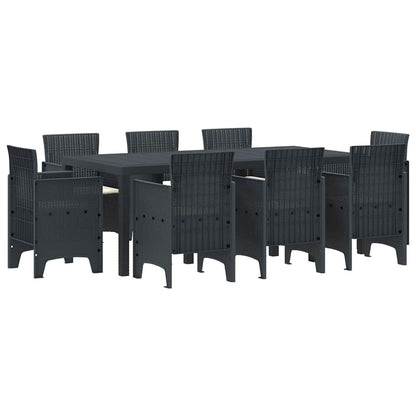 Garten Essgruppe 9 pcs Anthrazit Polt Rattan