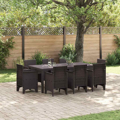 Garten Essgruppe 9 pcs Braun Polt Rattan