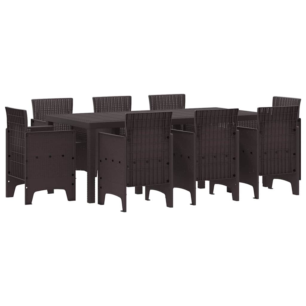 Garten Essgruppe 9 pcs Braun Polt Rattan