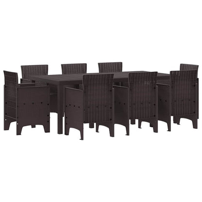 Garten Essgruppe 9 pcs Braun Polt Rattan