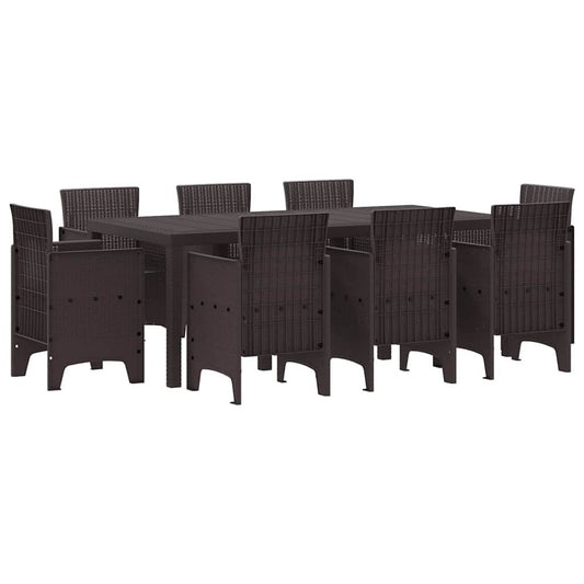 Garten Essgruppe 9 pcs Braun Polt Rattan