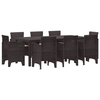 Garten Essgruppe 9 pcs Braun Polt Rattan