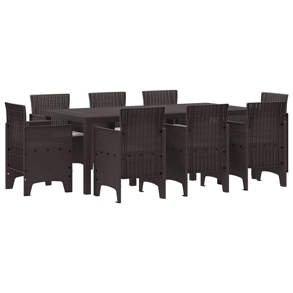 Garten Essgruppe 9 pcs Braun Polt Rattan