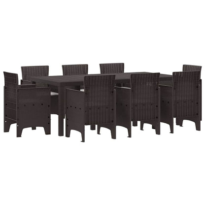 Garten Essgruppe 9 pcs Braun Polt Rattan