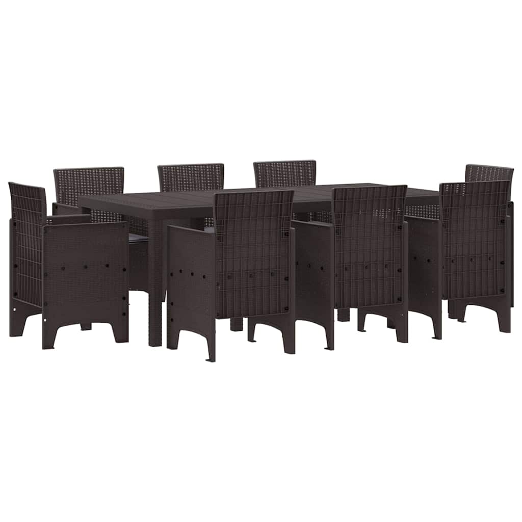Garten Essgruppe 9 pcs Braun Polt Rattan