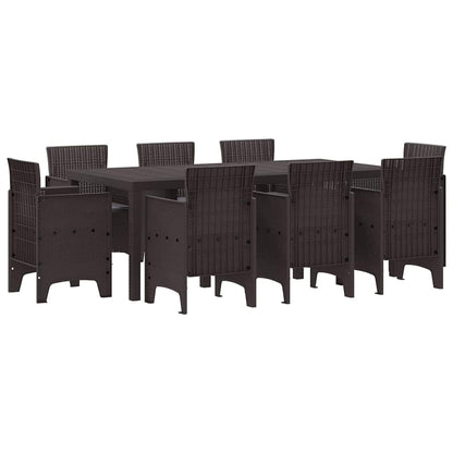 Garten Essgruppe 9 pcs Braun Polt Rattan