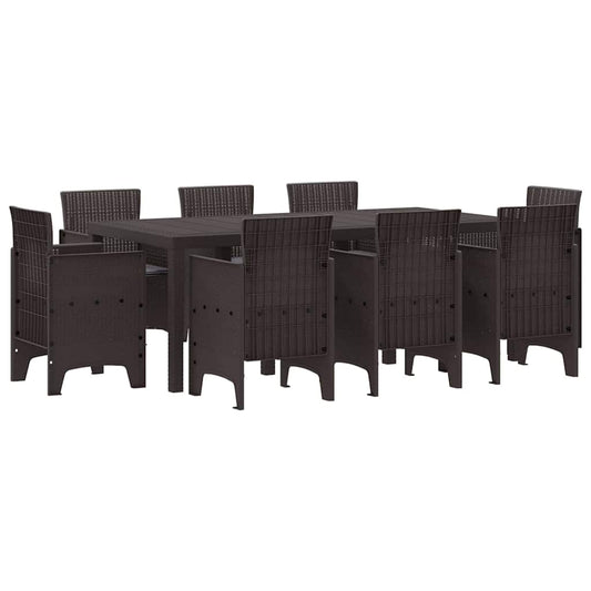 Garten Essgruppe 9 pcs Braun Polt Rattan