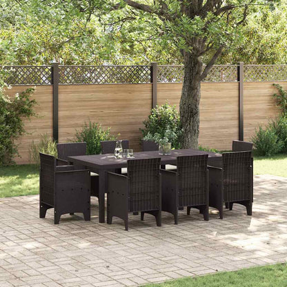 Garten Essgruppe 9 pcs Braun Polt Rattan