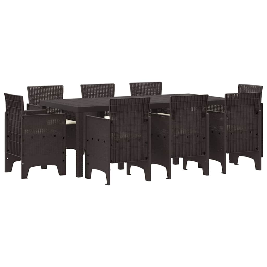 Garten Essgruppe 9 pcs Braun Polt Rattan