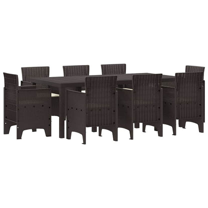 Garten Essgruppe 9 pcs Braun Polt Rattan