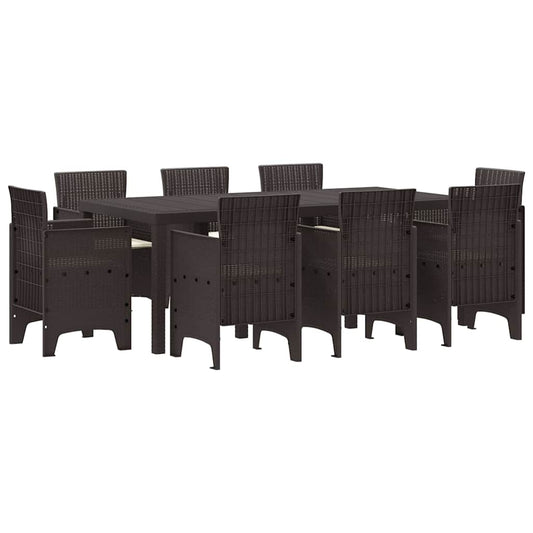 Garten Essgruppe 9 pcs Braun Polt Rattan