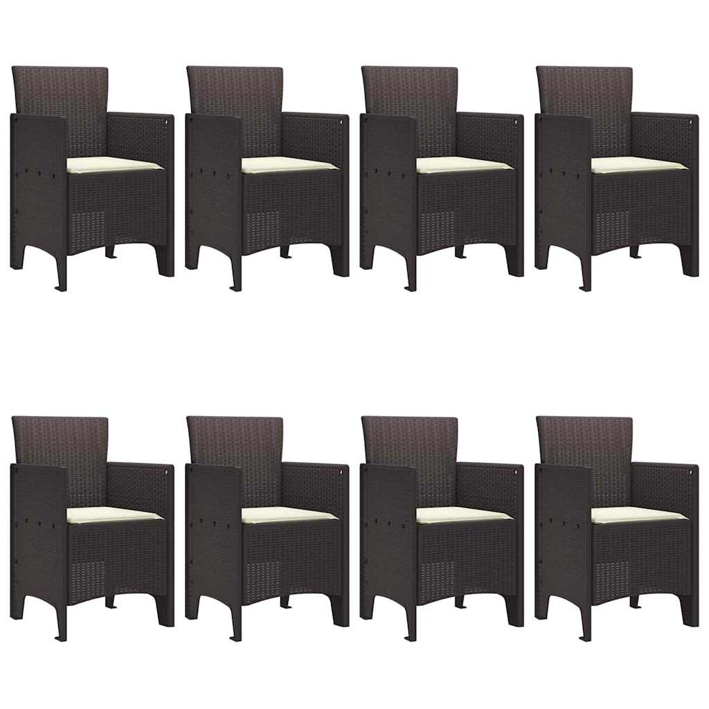 Garten Essgruppe 9 pcs Braun Polt Rattan