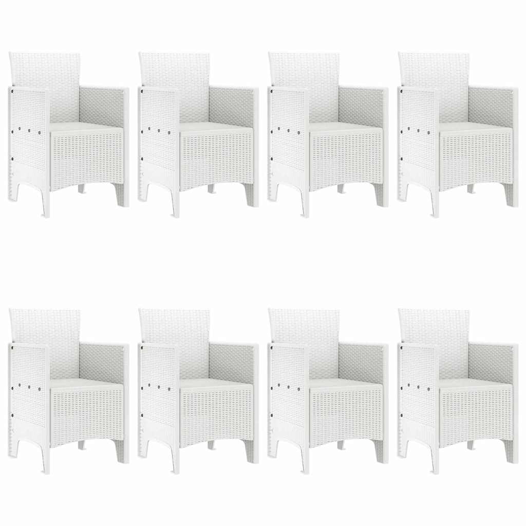 Garten Essgruppe 9 pcs Weiß Polt Rattan