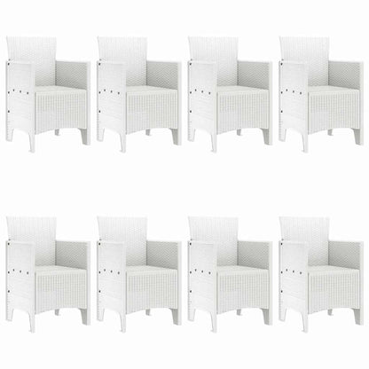 Garten Essgruppe 9 pcs Weiß Polt Rattan