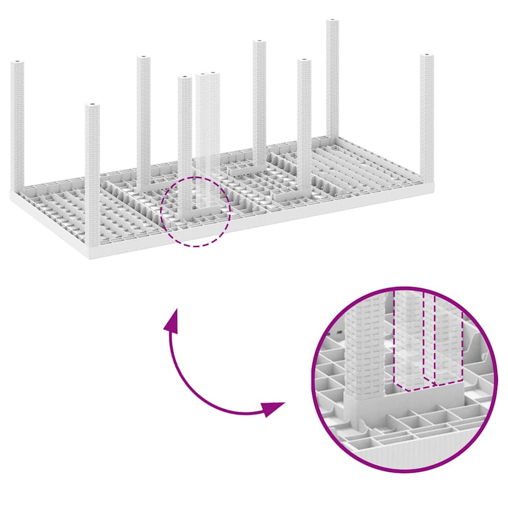 Garten Essgruppe 9 pcs Weiß Polt Rattan