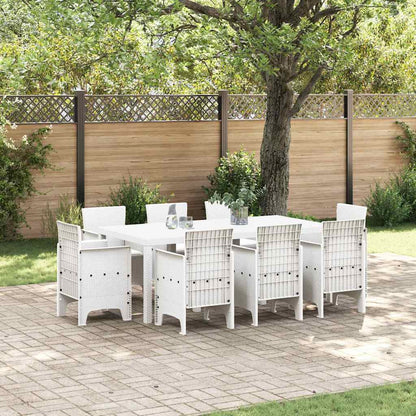 Garten Essgruppe 9 pcs Weiß Polt Rattan