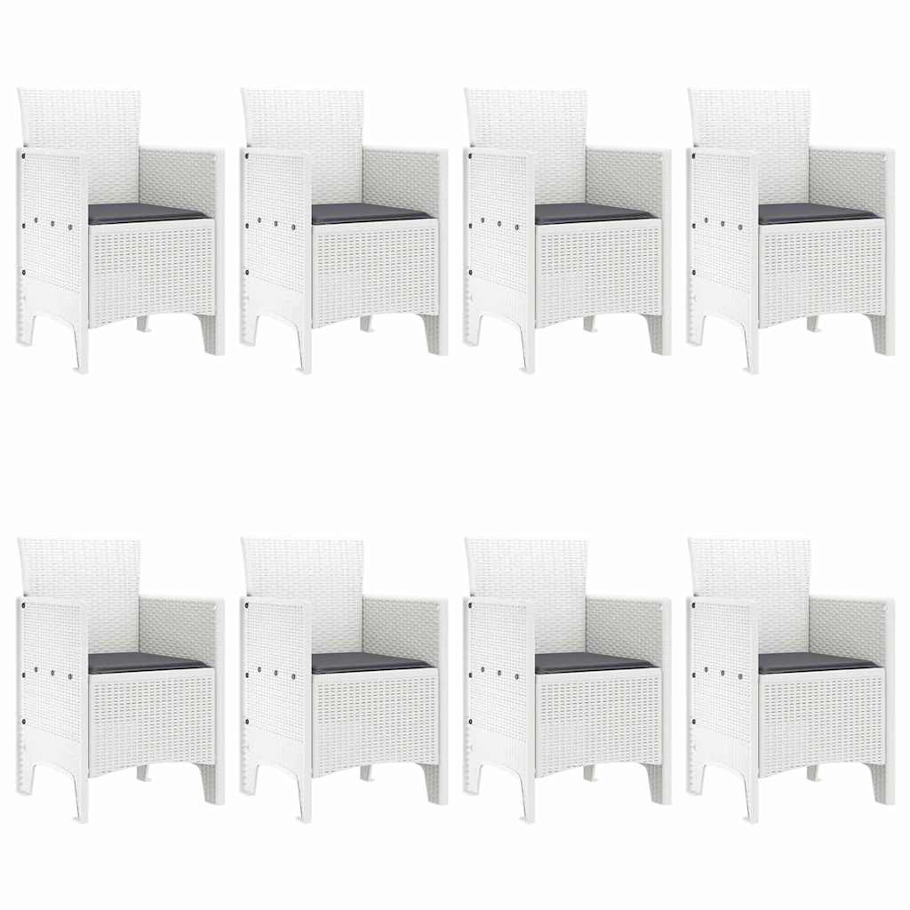 Garten Essgruppe 9 pcs Weiß Polt Rattan